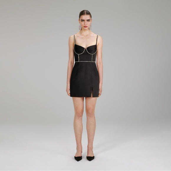Self-Portrait Dresses & Skirts - Self-Portrait black bonded satin mini dress